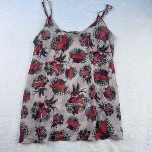 Harley-Davidson Tattoo Print Sheer Mesh Camisole Tank Top XL